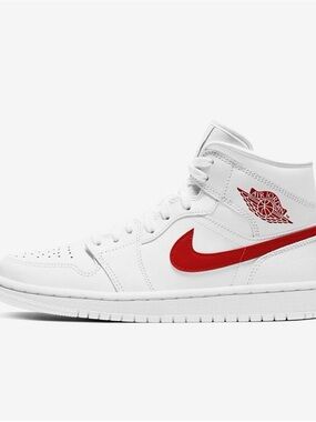 Air Jordan 1 Mid White - University Red (Women’s) 7.5